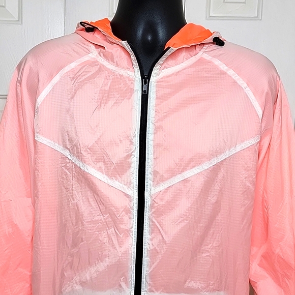 Bleecker & Mercer Full Zip Windbreaker Jacket Size Large Orange and White - Picture 2 of 7
